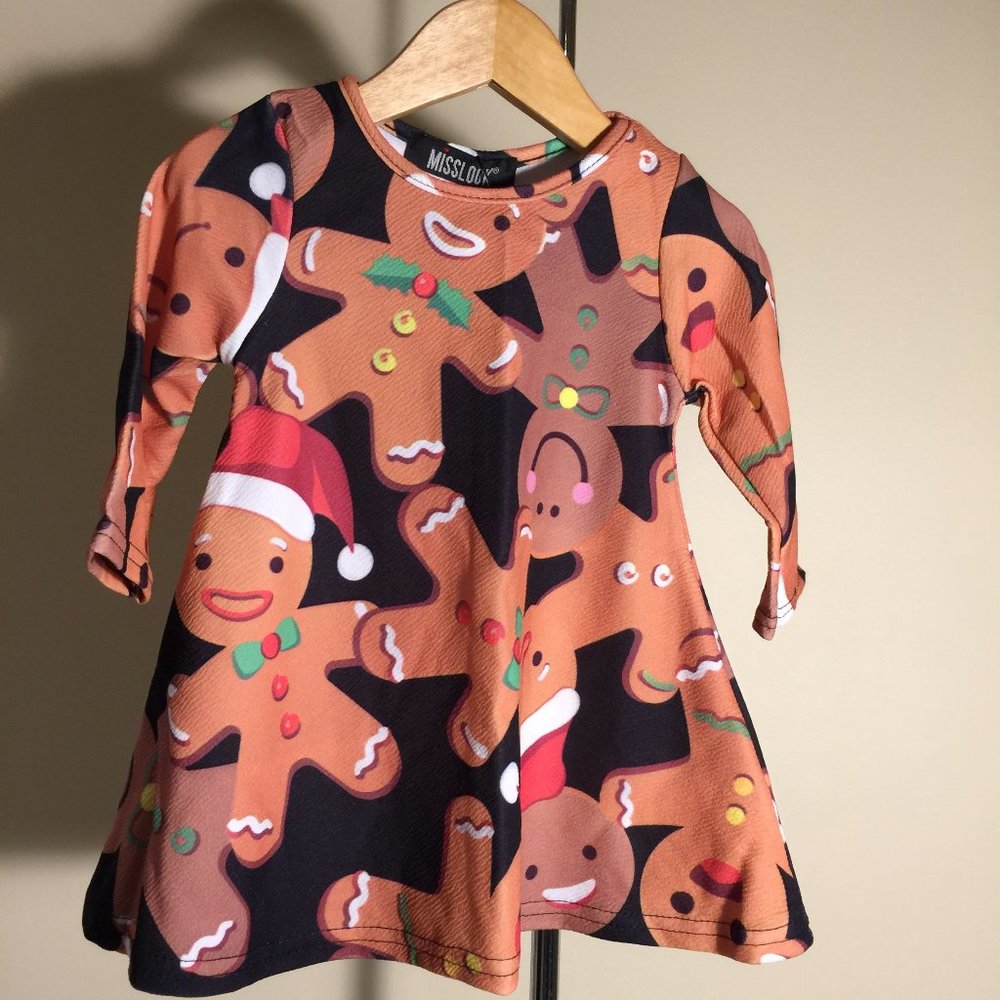 Misslook Infant Baby Girls Holiday Christmas Gingerbread Dress 12-18 Months